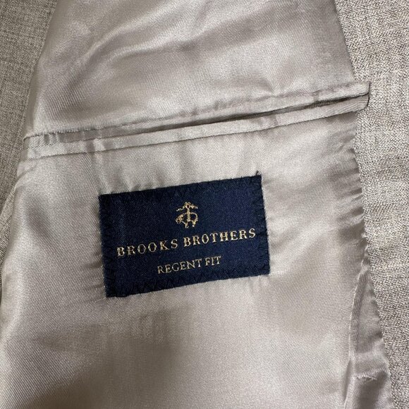 Brooks Brothers Blazer Men Size 42L Beige Regent Fit Casual Wool Blend EUC - Picture 8 of 14